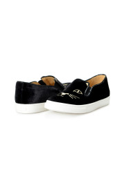 Charlotte Olympia Girls "INCY COOL CATS" Black Velvet Leather Loafers Shoes: Picture 8
