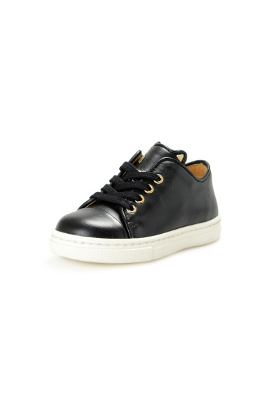 Charlotte Olympia Girls "INCY PURRRFECT" Black Leather Sneakers Shoes