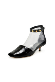 Burberry Women's "STADLING" Black Croc Print Leather Heeled Sandals Shoes