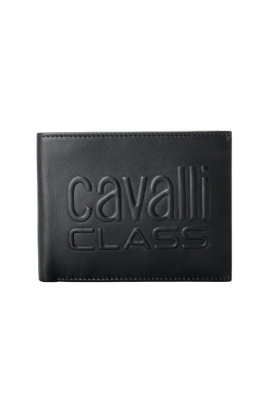 Cavalli Class Men's "Downtown" Black Logo Print Leather Bifold Wallet