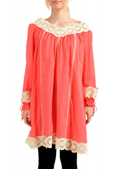 Just Cavalli Women's Salmon Pink Lace Trimmed Tunic Dress