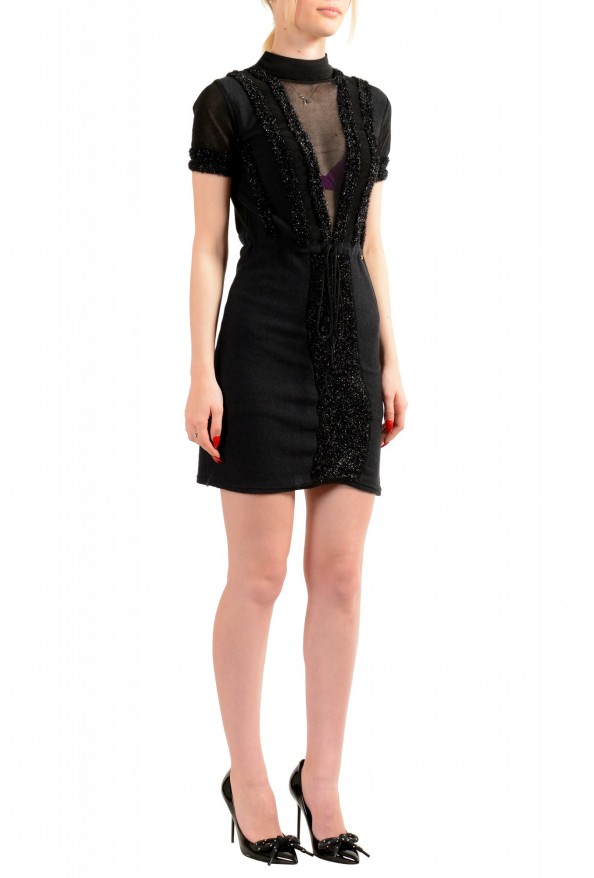 Just Cavalli Women's Black Wool Cup Sleeve Mini A-Line Dress : Picture 2