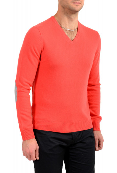 Malo Optimum Men's Coral Pink Wool Cashmere V-Neck Pullover Sweater: Picture 2