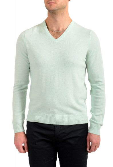 Malo Optimum Men's Aqua Green Wool Cashmere V-Neck Pullover Sweater