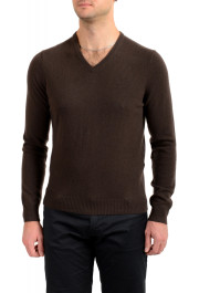 Malo Optimum Men's Brown Wool Cashmere V-Neck Pullover Sweater