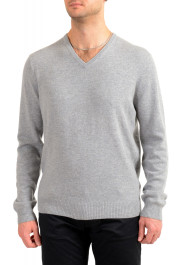 Malo Optimum Men's Gray Wool Cashmere V-Neck Pullover Sweater