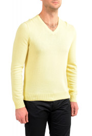 Malo Optimum Men's Yellow Wool Cashmere V-Neck Pullover Sweater: Picture 2
