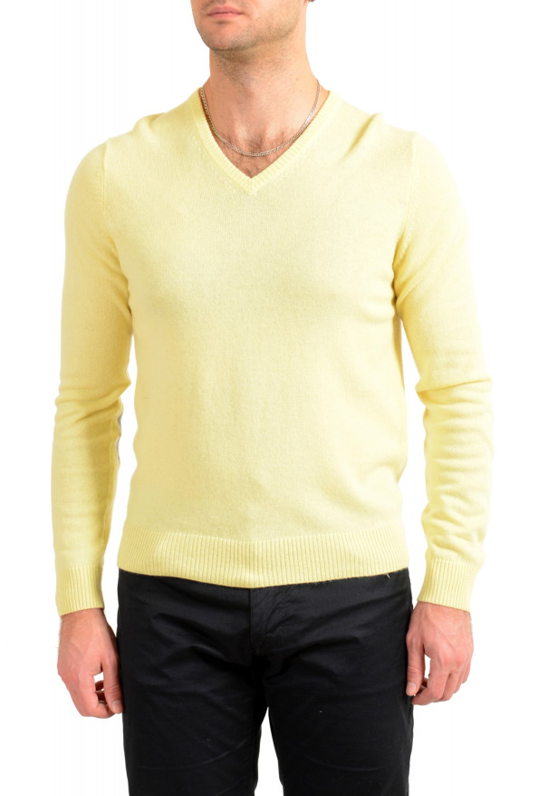 Malo Optimum Men's Yellow Wool Cashmere V-Neck Pullover Sweater