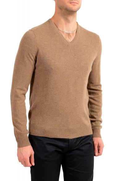Malo Optimum Men's Light Brown Wool Cashmere V-Neck Pullover Sweater: Picture 2