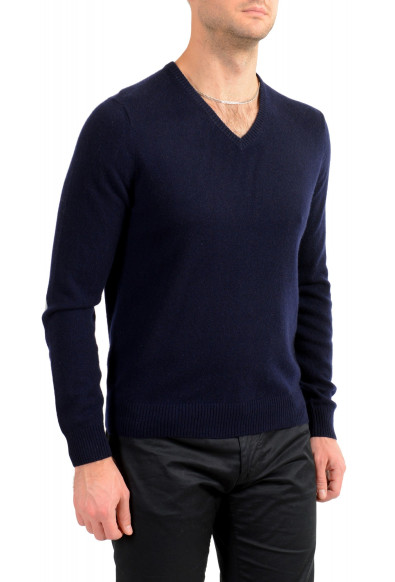 Malo Optimum Men's Navy Blue Wool Cashmere V-Neck Pullover Sweater: Picture 2