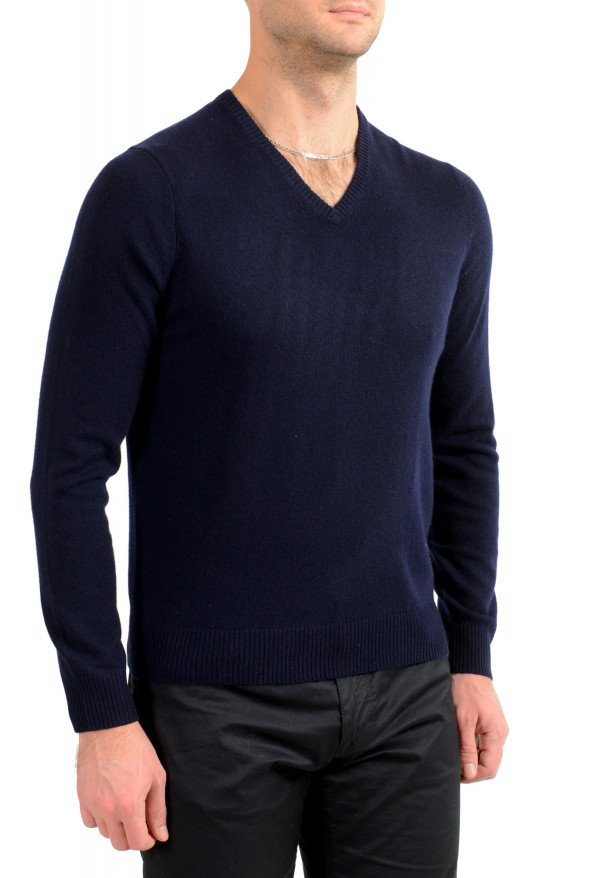 Malo Optimum Men's Blue Wool Cashmere V-Neck Pullover Sweater: Picture 2