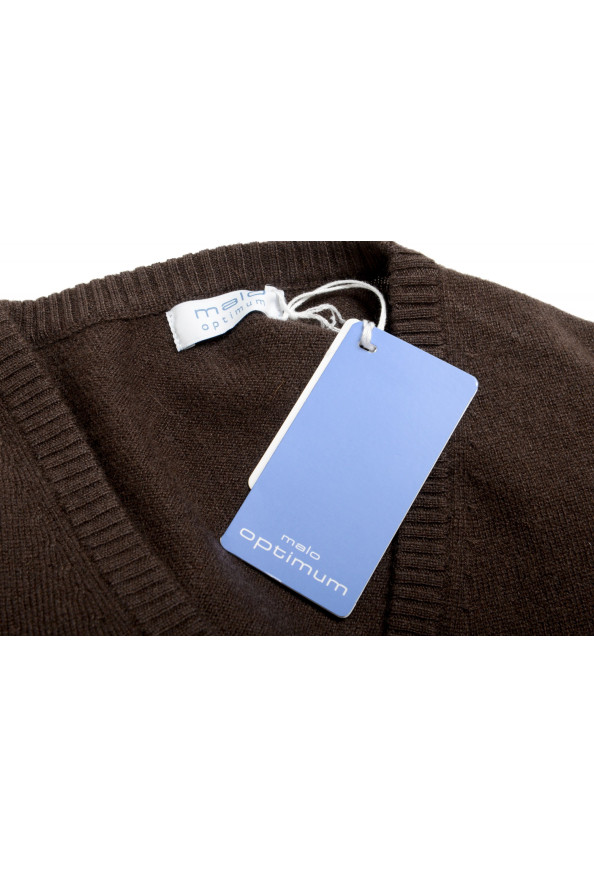 Malo Optimum Men's Dark Brown Wool Cashmere V-Neck Pullover Sweater: Picture 5
