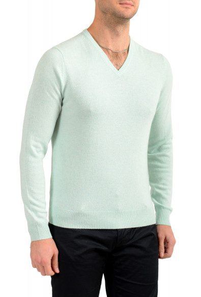 Malo Optimum Men's Green Tea Wool Cashmere V-Neck Pullover Sweater: Picture 2