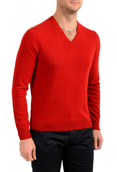 Malo Optimum Men's Brick Red Wool Cashmere V-Neck Pullover Sweater: Picture 2