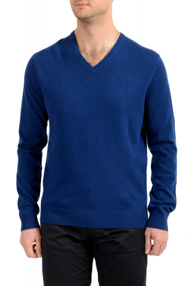 Malo Optimum Men's Ink Blue Wool Cashmere V-Neck Pullover Sweater
