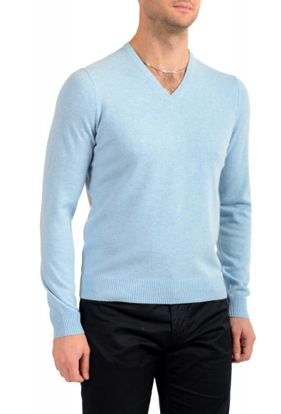 Malo Optimum Men's Ice Blue Wool Cashmere V-Neck Pullover Sweater: Picture 2