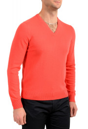 Malo Optimum Men's Coral Pink Wool Cashmere V-Neck Pullover Sweater: Picture 2