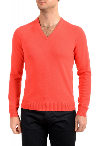 Malo Optimum Men's Coral Pink Wool Cashmere V-Neck Pullover Sweater