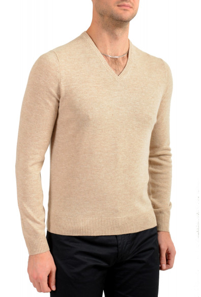 Malo Optimum Men's Light Beige Wool Cashmere V-Neck Pullover Sweater: Picture 2