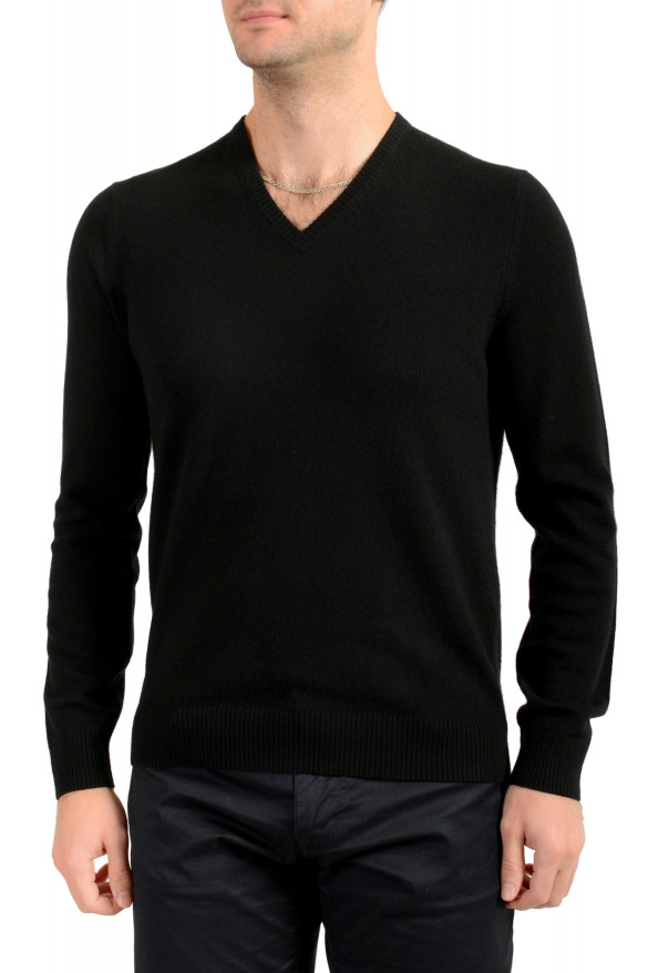 Malo Optimum Men's Black Wool Cashmere V-Neck Pullover Sweater