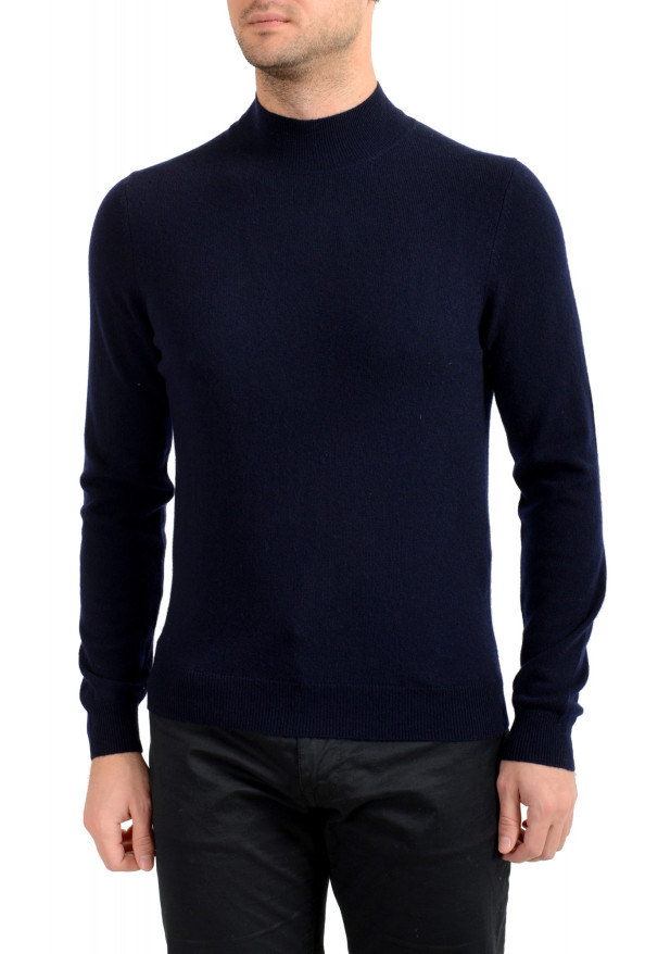 Malo Optimum Men's Dark Blue Wool Cashmere Mockneck Pullover Sweater