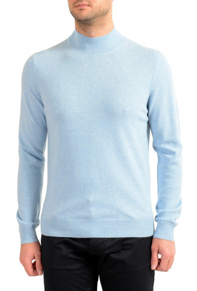 Malo Optimum Men's Ice Blue Wool Cashmere Mockneck Pullover Sweater