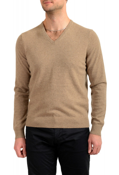 Malo Optimum Men's Beige 100% Cashmere V-Neck Pullover Sweater