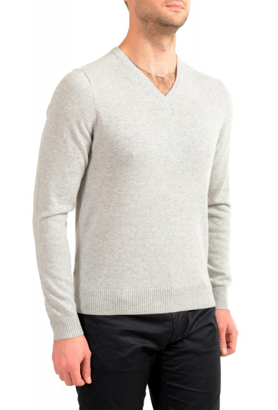 Malo Optimum Men's Light Gray 100% Cashmere V-Neck Pullover Sweater: Picture 2