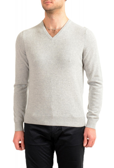 Malo Optimum Men's Light Gray 100% Cashmere V-Neck Pullover Sweater