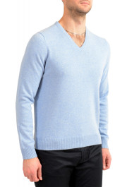 Malo Optimum Men's Ice Blue 100% Cashmere V-Neck Pullover Sweater: Picture 2