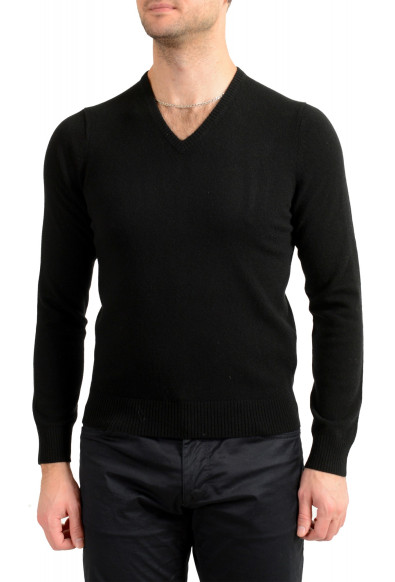 Malo Optimum Men's Black 100% Cashmere V-Neck Pullover Sweater