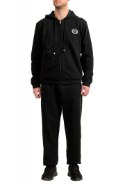 Billionaire Men's Black Full Zip Logo Print Track Sweat Suit