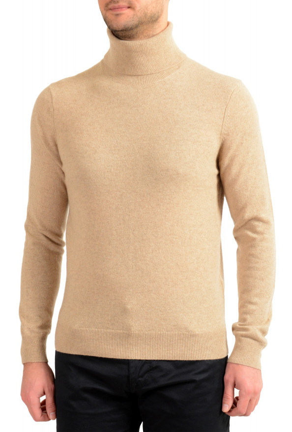 Malo Optimum Men's Light Beige 100% Cashmere Turtleneck Pullover Sweater