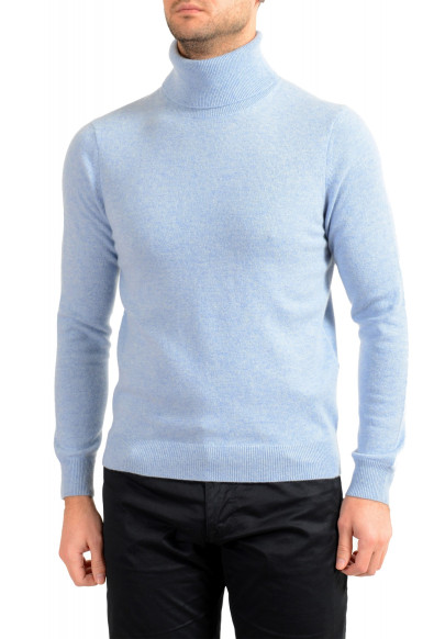 Malo Optimum Men's Ice Blue 100% Cashmere Turtleneck Pullover Sweater