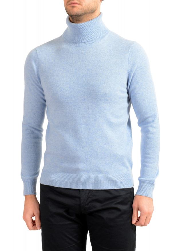 Malo Optimum Men's Ice Blue 100% Cashmere Turtleneck Pullover Sweater