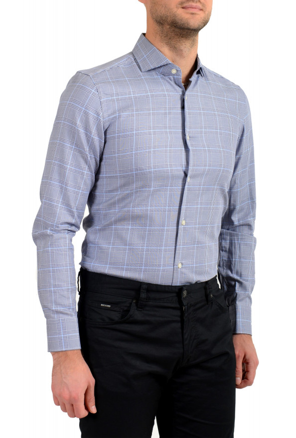 Hugo Boss Men's "Jason" Slim Fit Blue Plaid Long Sleeve Dress Shirt: Picture 5