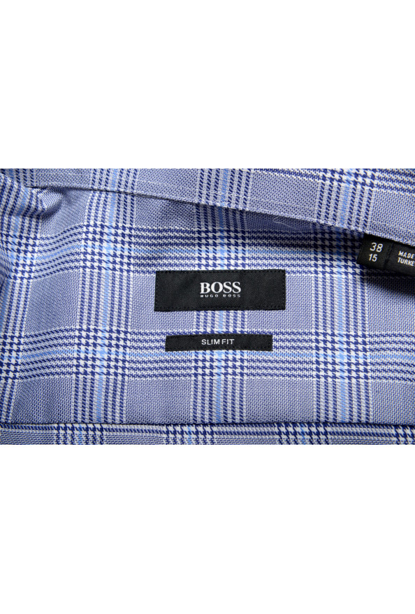 Hugo Boss Men's "Jason" Slim Fit Blue Plaid Long Sleeve Dress Shirt: Picture 8
