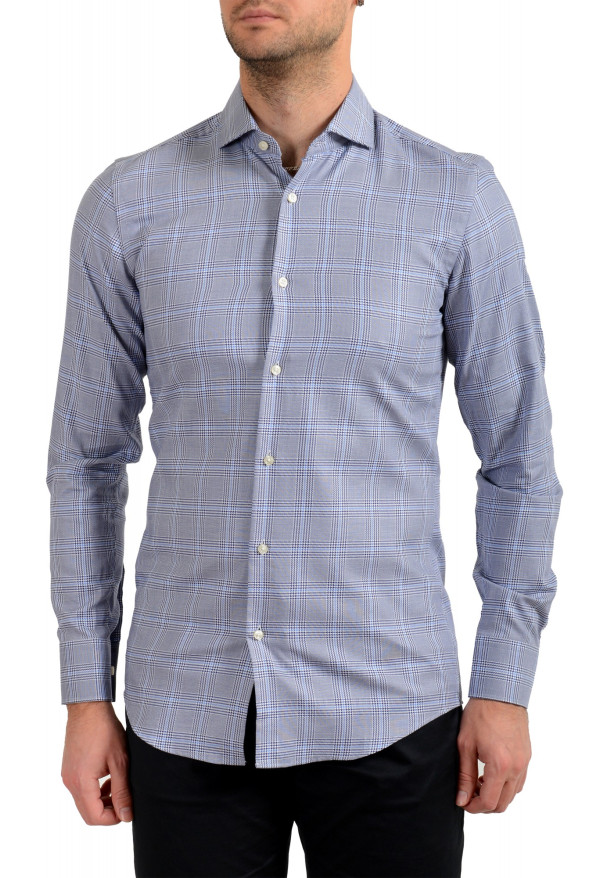 Hugo Boss Men's "Jason" Slim Fit Blue Plaid Long Sleeve Dress Shirt