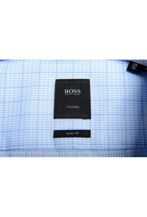 Hugo Boss Men's "T-Christo" Slim Fit Blue Plaid Long Sleeve Dress Shirt: Picture 9