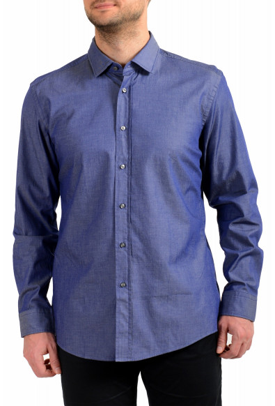 Hugo Boss Men's "Lgon" Blue Slim Fit Stretch Long Sleeve Dress Shirt
