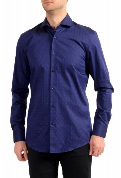 Hugo Boss Men's "Joson" Blue Polka Dot Slim Fit Long Sleeve Dress Shirt