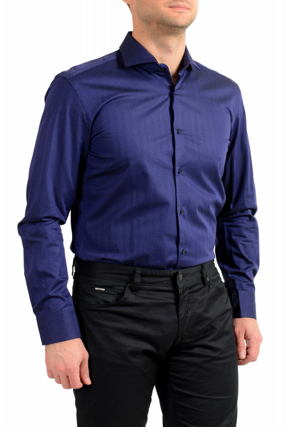 Hugo Boss Men's "Joson" Blue Polka Dot Slim Fit Long Sleeve Dress Shirt: Picture 5