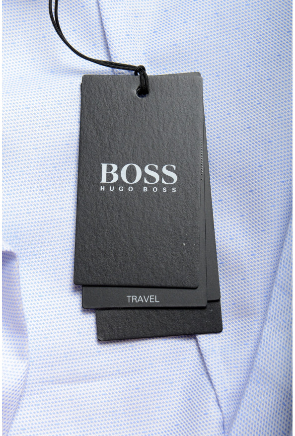 Hugo Boss Men's "Isko" Blue Polka Dot Slim Fit Long Sleeve Dress Shirt: Picture 8