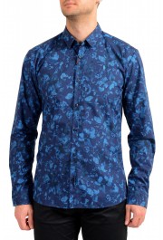 Hugo Boss Men's "Ero3-W" Blue Floral Print Extra Slim Fit Shirt