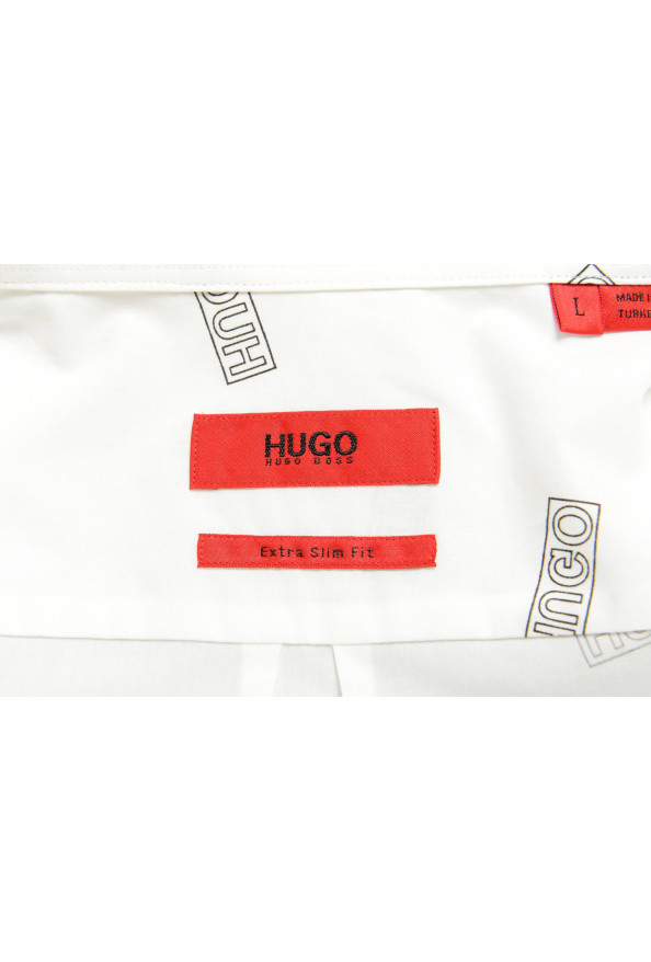 Hugo Boss Men's "Ero3-W" White Logo Print Extra Slim Fit Shirt: Picture 9