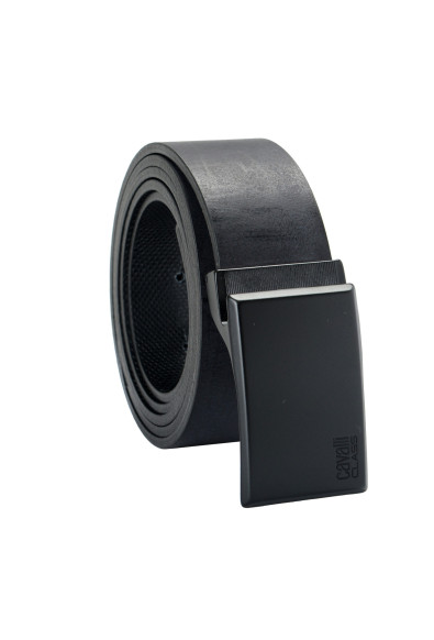 Cavalli Class Men's Black 100% Leather Buckle Decorated Belt