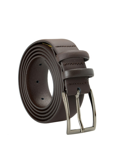 Cavalli Class Men's Dark Brown 100% Leather Buckle Decorated Belt