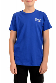Emporio Armani EA7 Boys Bright Blue Short Sleeve Logo Print Crewneck T-Shirt