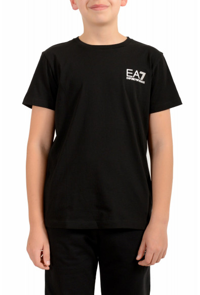 Emporio Armani EA7 Boys Black Short Sleeve Logo Print Crewneck T-Shirt