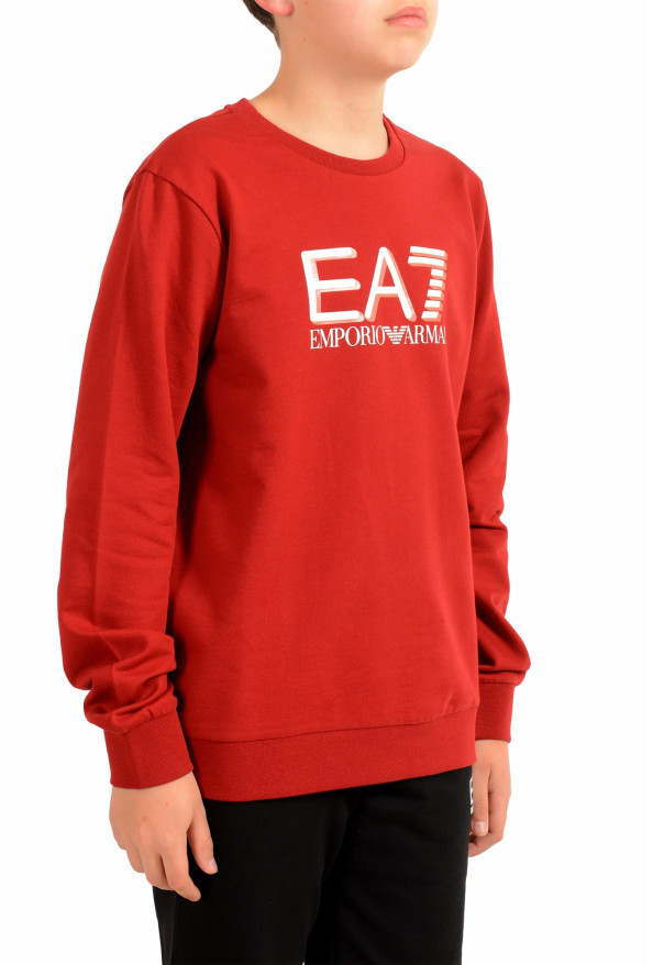 Emporio Armani EA7 Boys Red Long Sleeve Logo Print Crewneck Sweatshirt Shirt: Picture 2